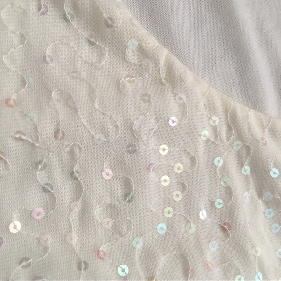 Ann Taylor Ecru Iridescent Sequined Sleeveless Top - Picture 5 of 8